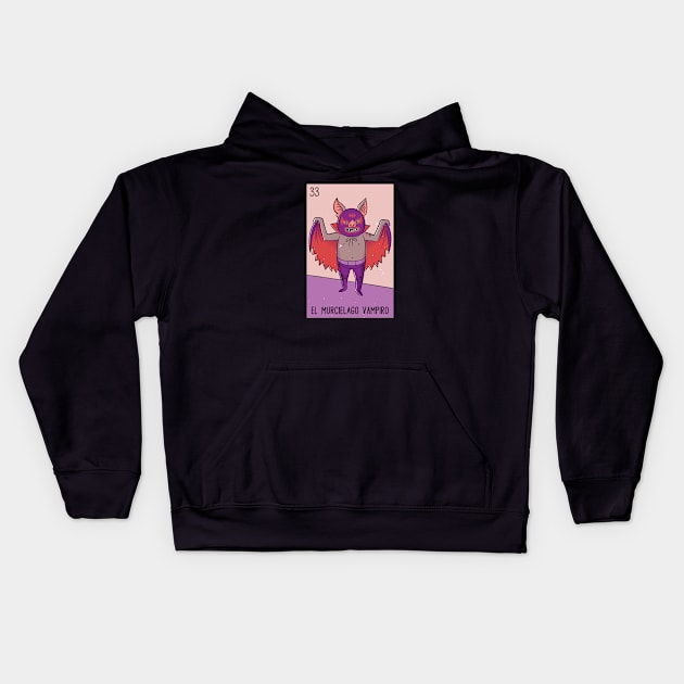 El Murciélago Vampiro // Mexican Luchador Vampire Bat Loteria Card Kids Hoodie by SLAG_Creative